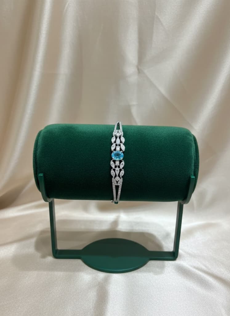 Contemporary Teal Center Stone Cuff Bracelet