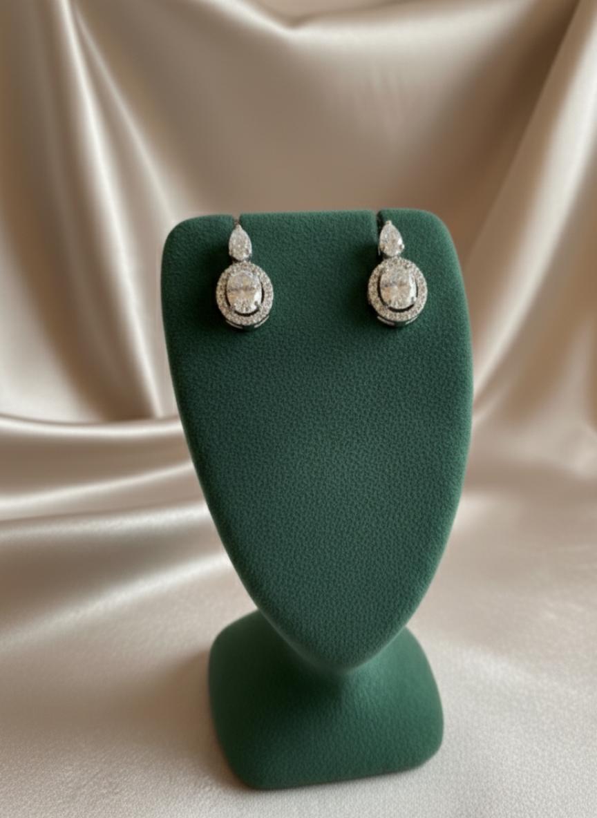 Elegant Teardrop And Oval Halo Statement Drop Earrings