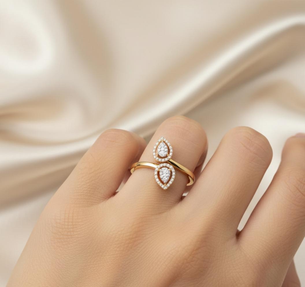 Rose Gold Diamond Bypass Ring - Image 4