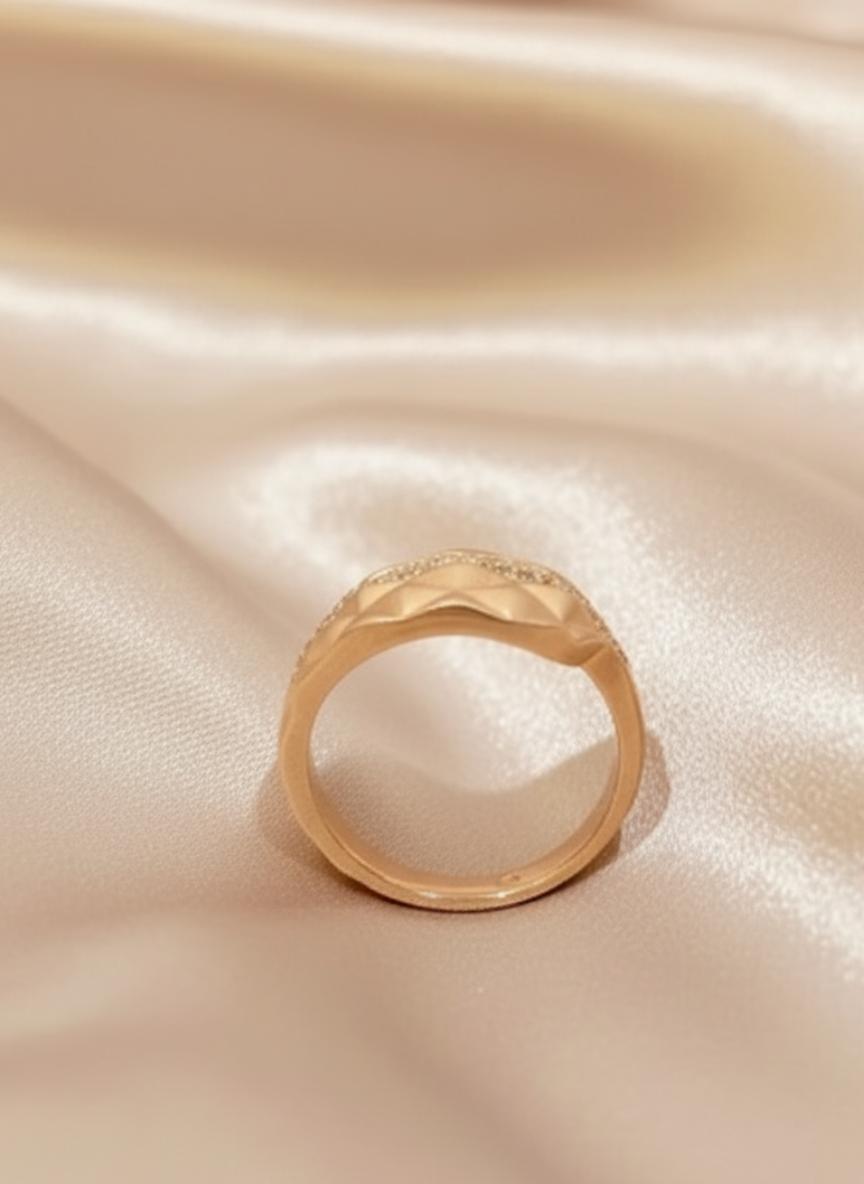 Designer Inspired Quilted Band Ring With Brilliant Pave Setting - Image 3