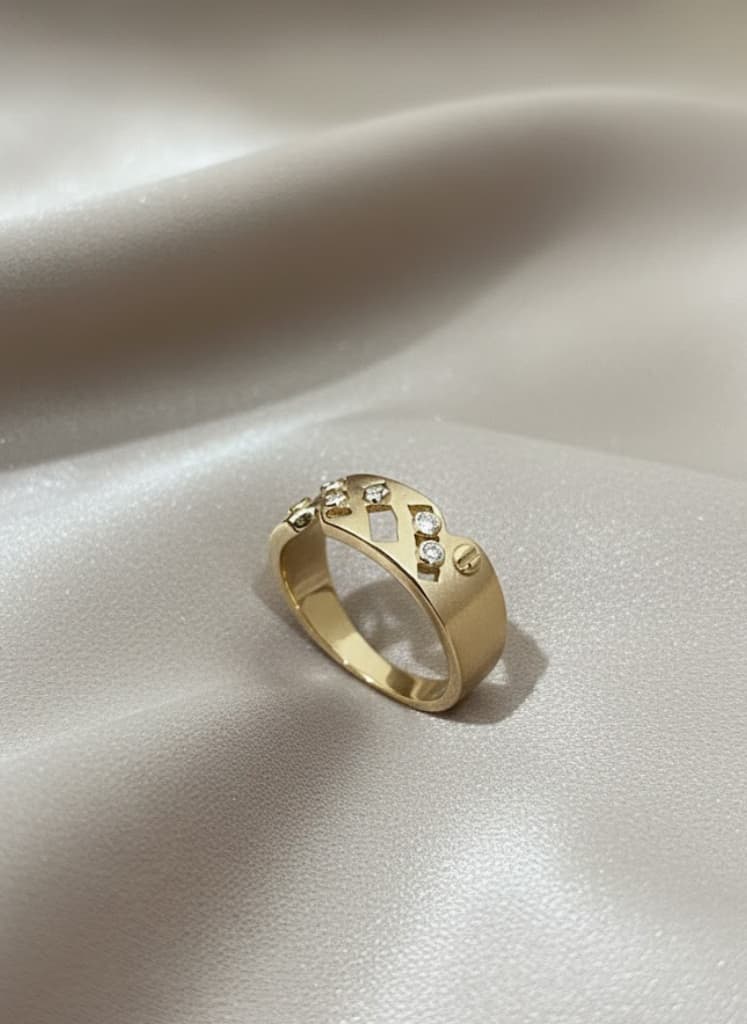 Designer Inspired Rhombus Pattern Wide Ring - Image 2
