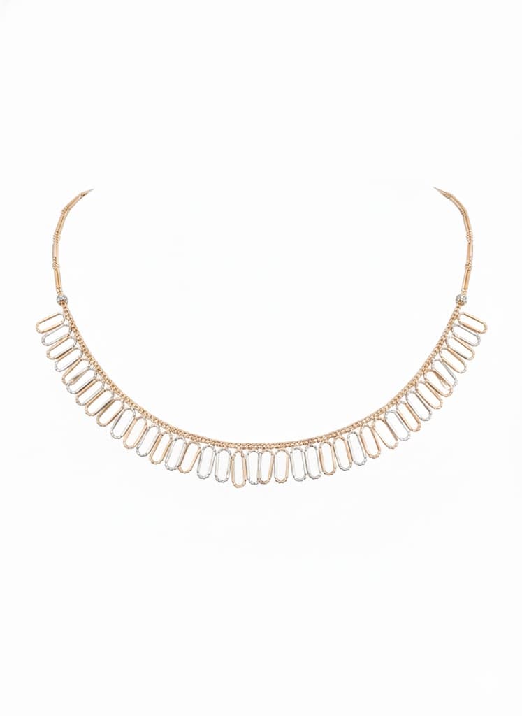 Diamond-Cut Two-Tone Fringe Collar Necklace & Long Dangle Earring Set