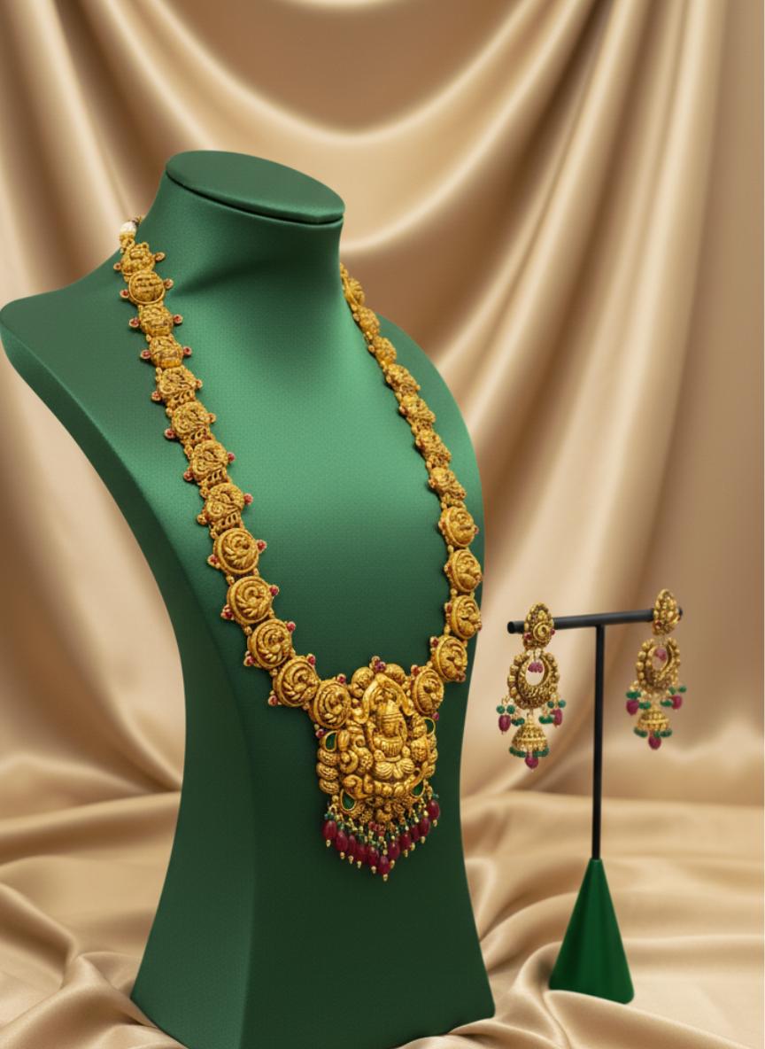 Divine Goddess Lakshmi Antique Gold Temple Set - Image 2