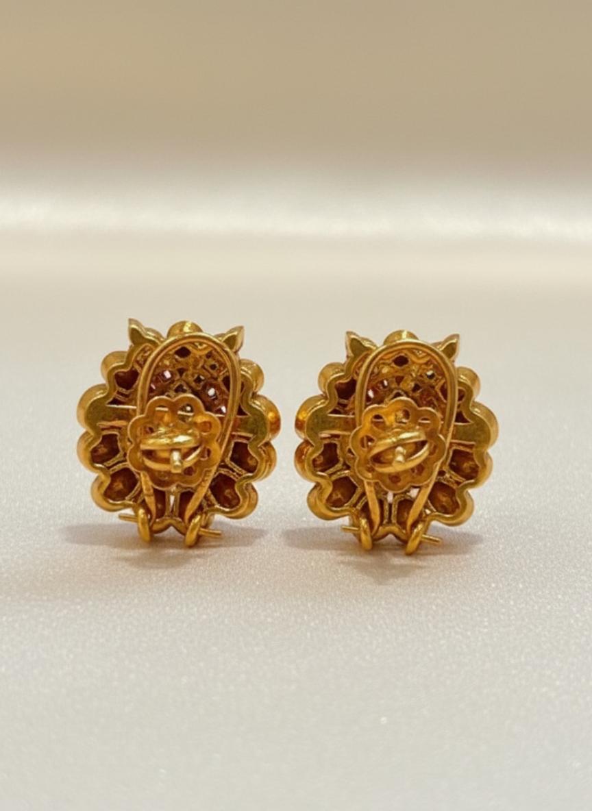 Ethnic Navratan Moissanite Polki Stud Earrings - Image 3