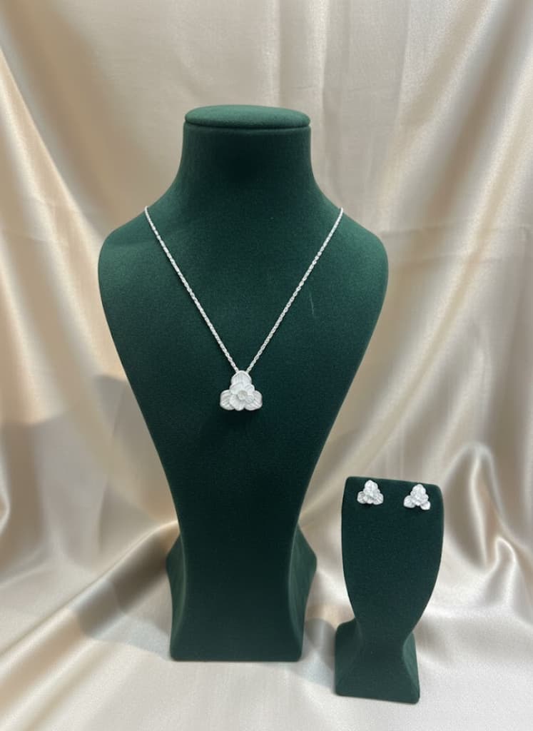 Floral Cluster Pendant & Stud Earring Set