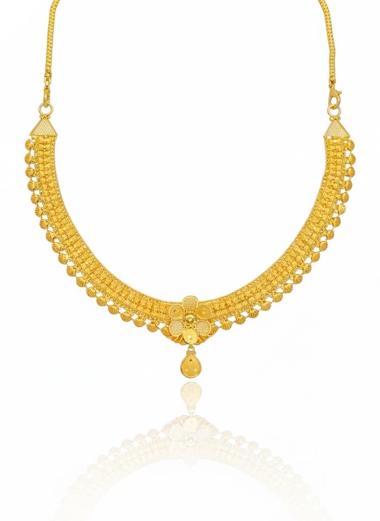 Floral Heritage Collar Necklace And Earrings With Scalloped Edging