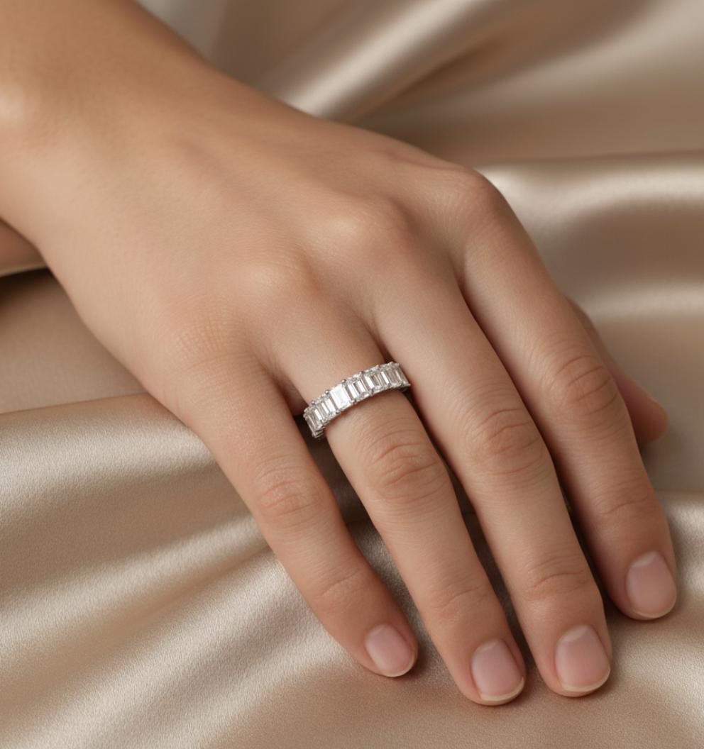 Full Cubic Zirconia Emerald Cut Statement Ring  - Image 2