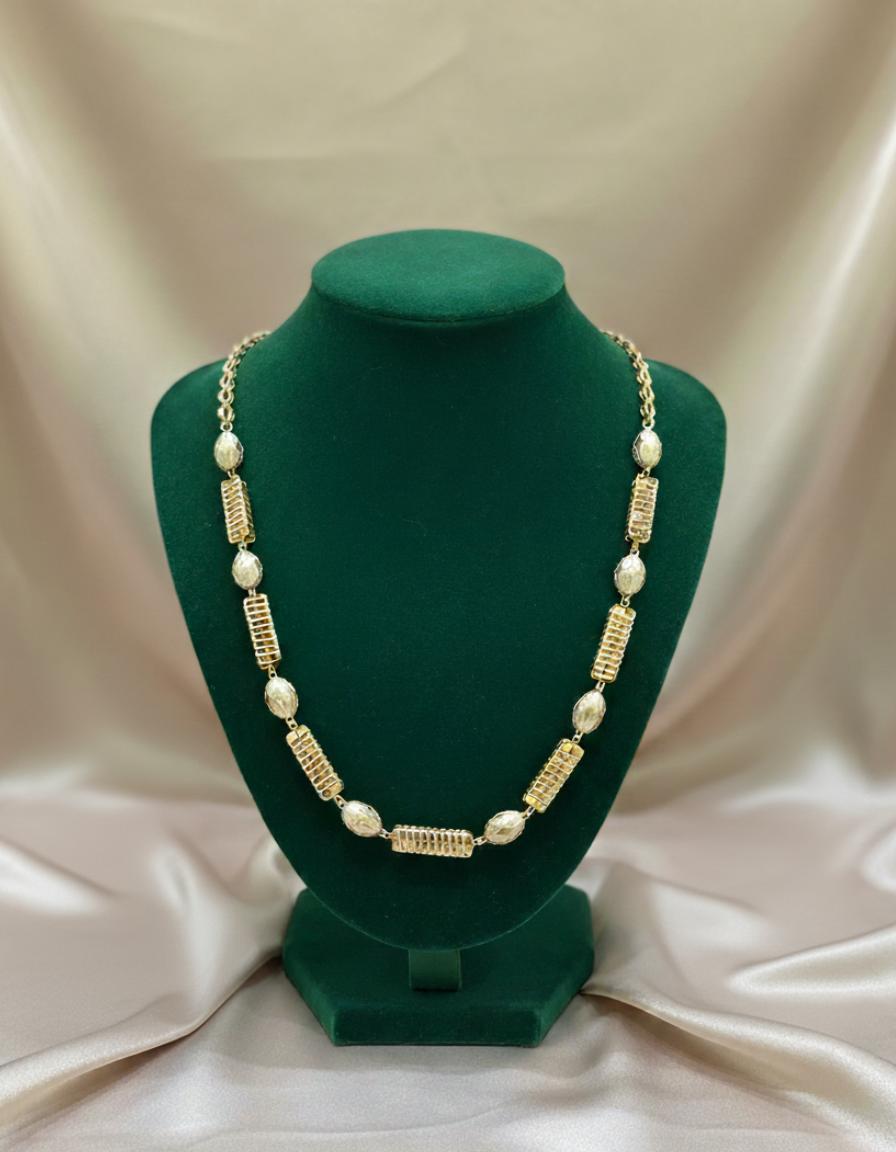 Gold Plated  Necklace And Earrings With Premium Pave Cz Grid Links - Image 3