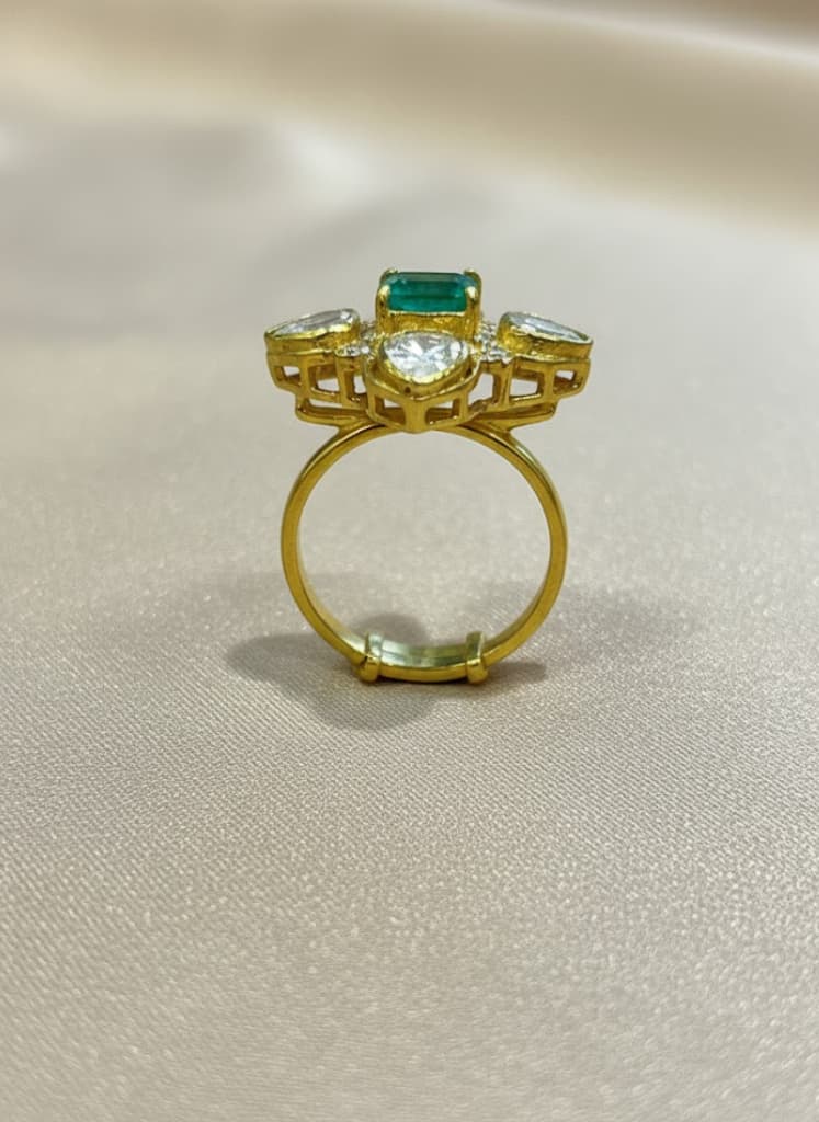 Gold Plated  Jadau Style Statement Ring - Image 2