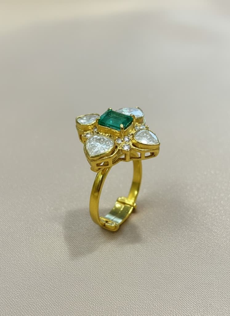 Gold Plated  Jadau Style Statement Ring - Image 3