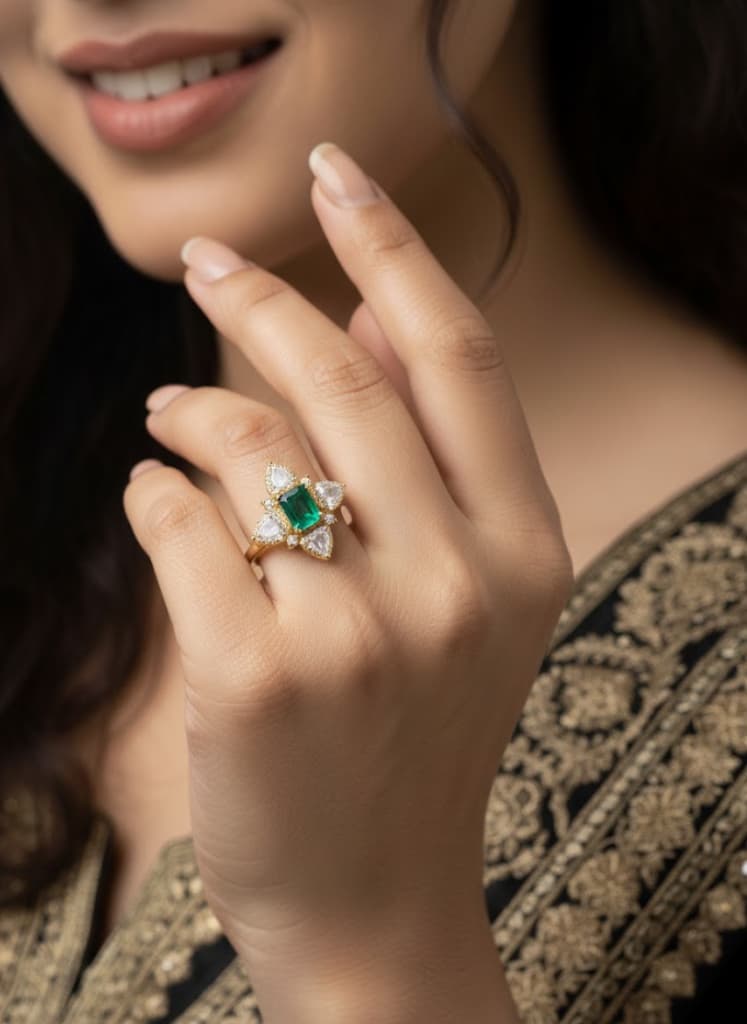 Gold Plated  Jadau Style Statement Ring - Image 4