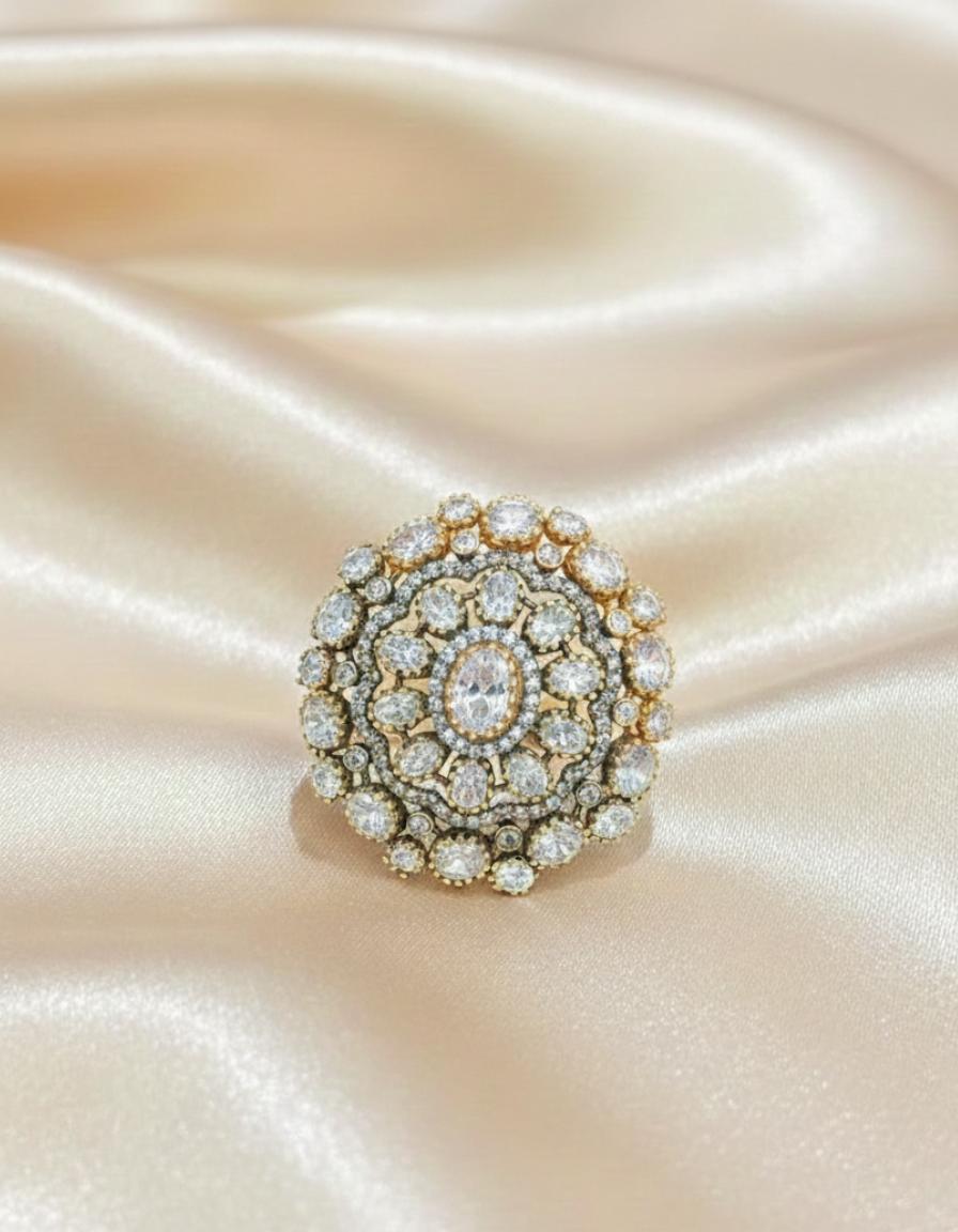 Grand Antique Style Cluster Statement Ring