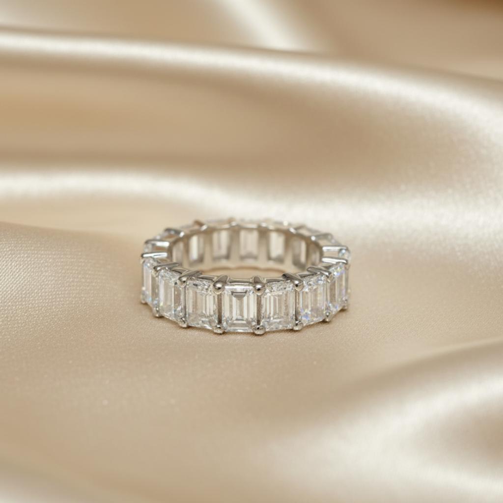 Full Cubic Zirconia Emerald Cut Statement Ring