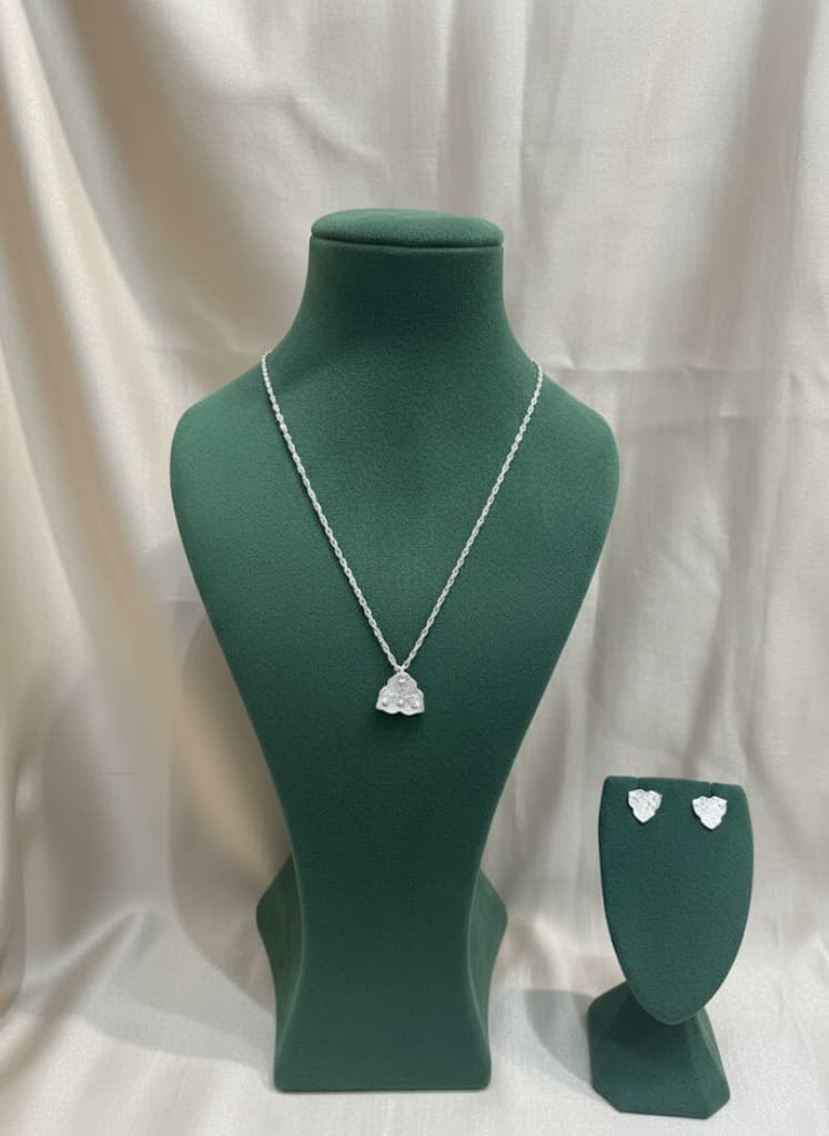 Halo Heart Pendant & Stud Earring Set
