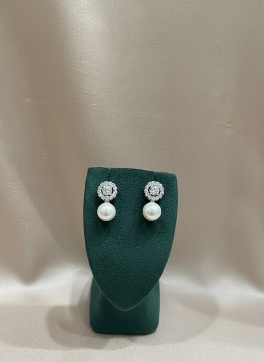 Halo Pearl Dangle Earrings