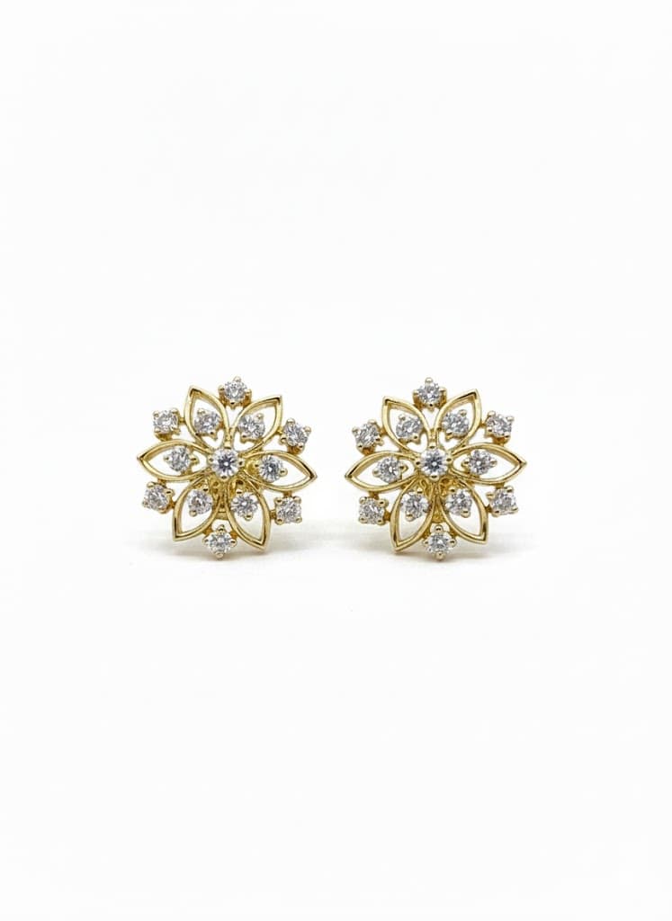 Handcrafted 14k Gold Flower Blossom Earrings