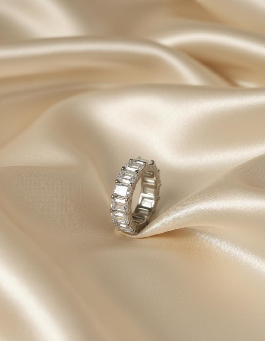 Full Cubic Zirconia Emerald Cut Statement Ring  - Image 4