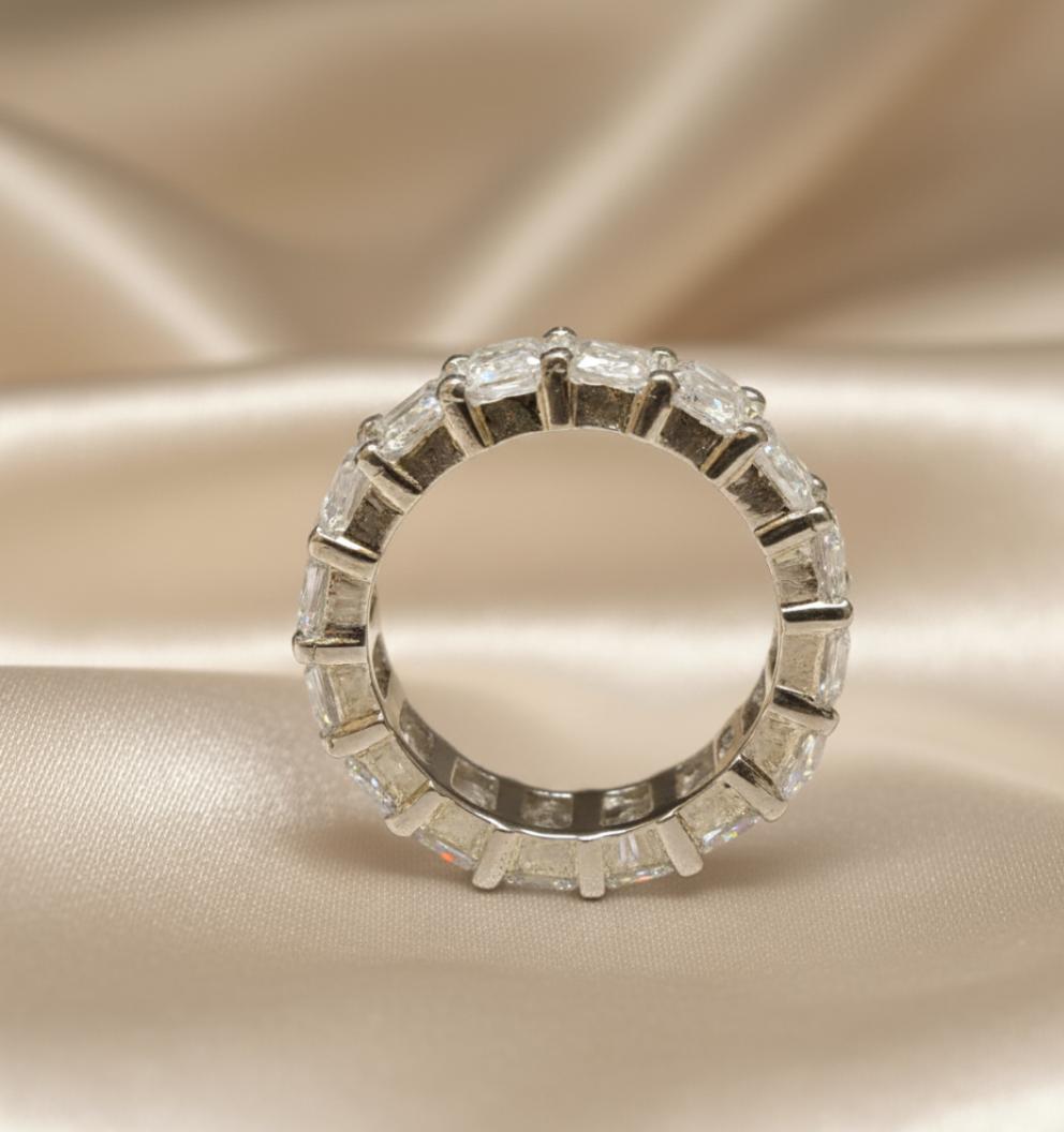 Full Cubic Zirconia Emerald Cut Statement Ring  - Image 3