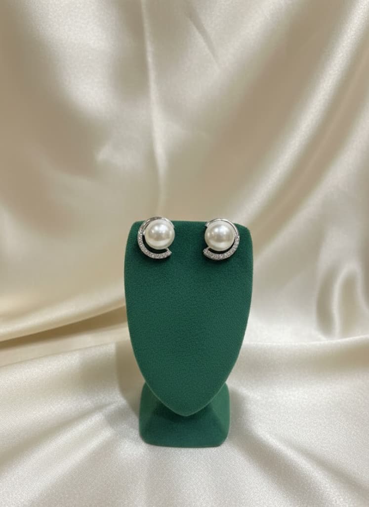 Luminous Lunar Pearl & Pave Studs