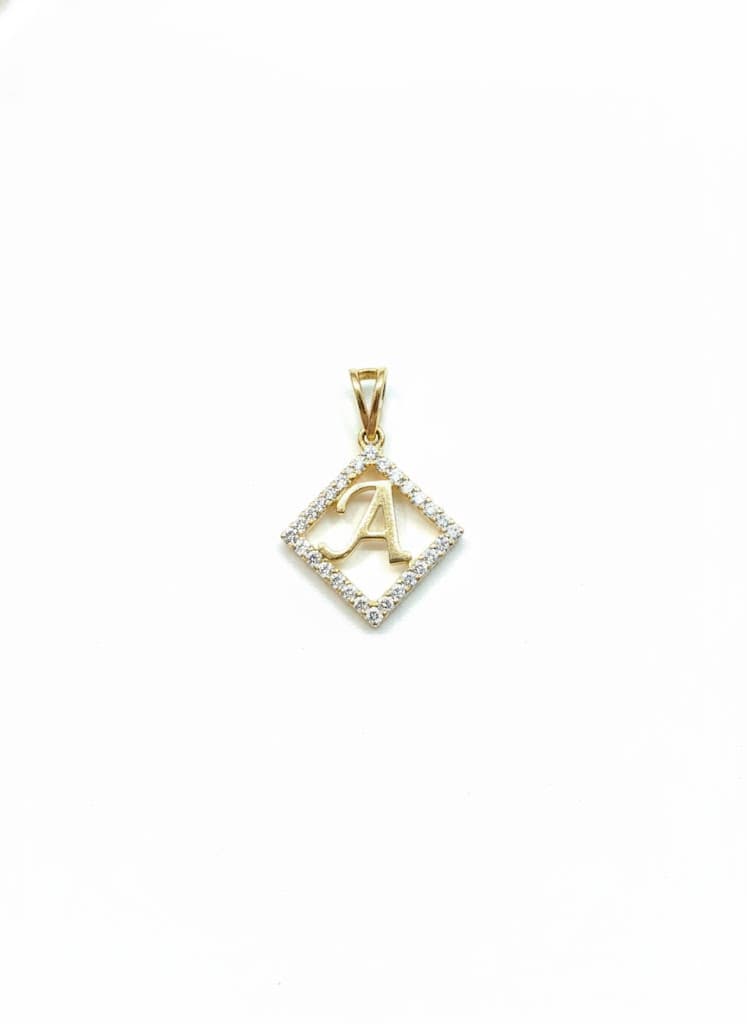 Luxury 14k Gold Real Diamond Initial 'a' Pendant