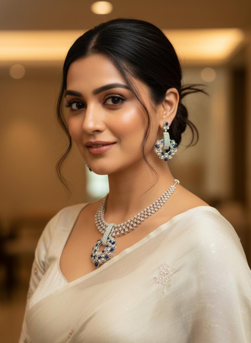 Luxury Statement Diamond Necklace Set - Image 2
