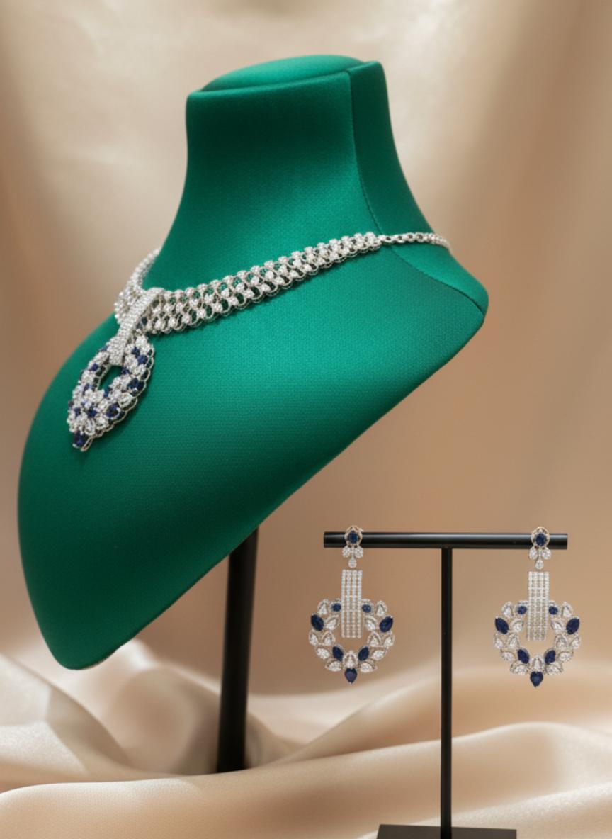Luxury Statement Diamond Necklace Set - Image 4