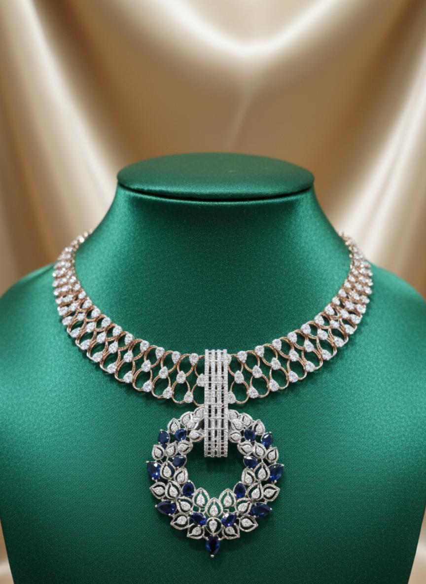 Luxury Statement Diamond Necklace Set - Image 3