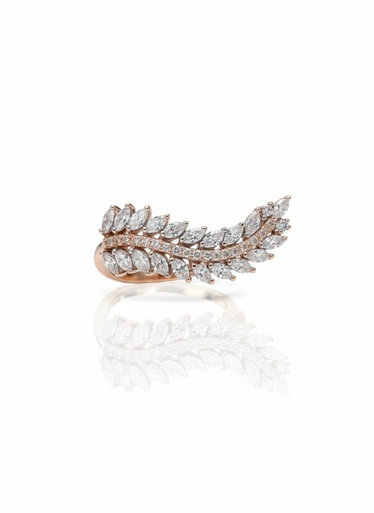 Marquise Diamond Leaf Branch Statement Wrap Ring