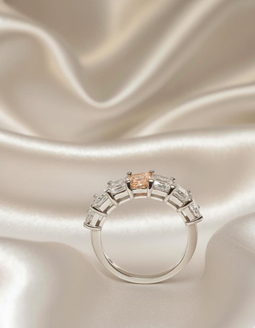 Modern Horizontal Baguette Cubic Zirconia Ring In Sterling Silver - Image 2