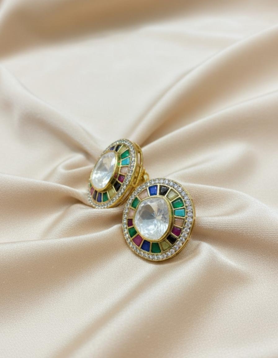  Navratna Polki Studs - Image 2