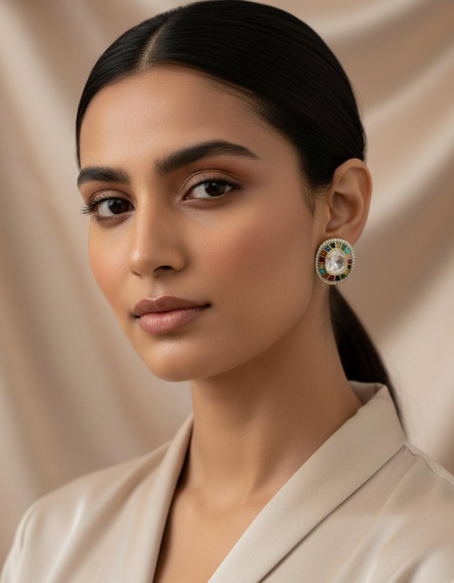  Navratna Polki Studs - Image 4