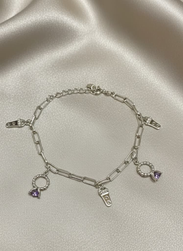 Paperclip Chain Charm Bracelet