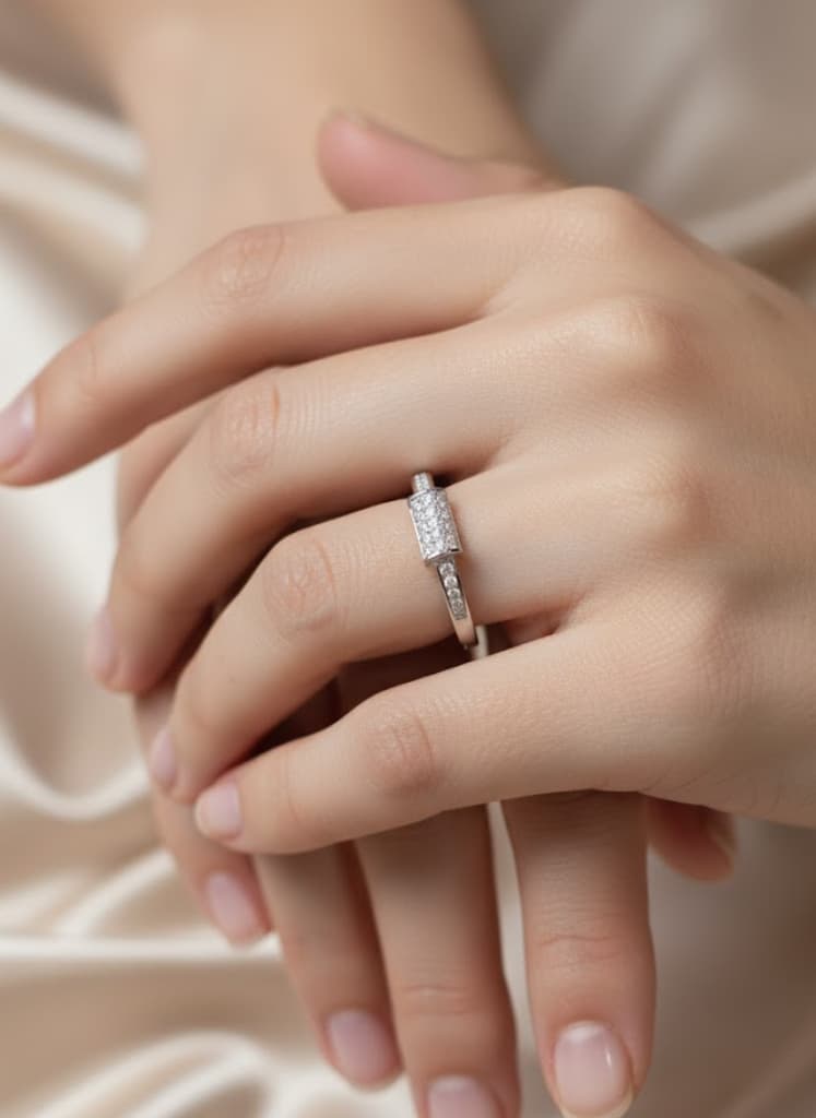 Premium Cubic Zirconia Cluster Solitaire Ring - Image 4