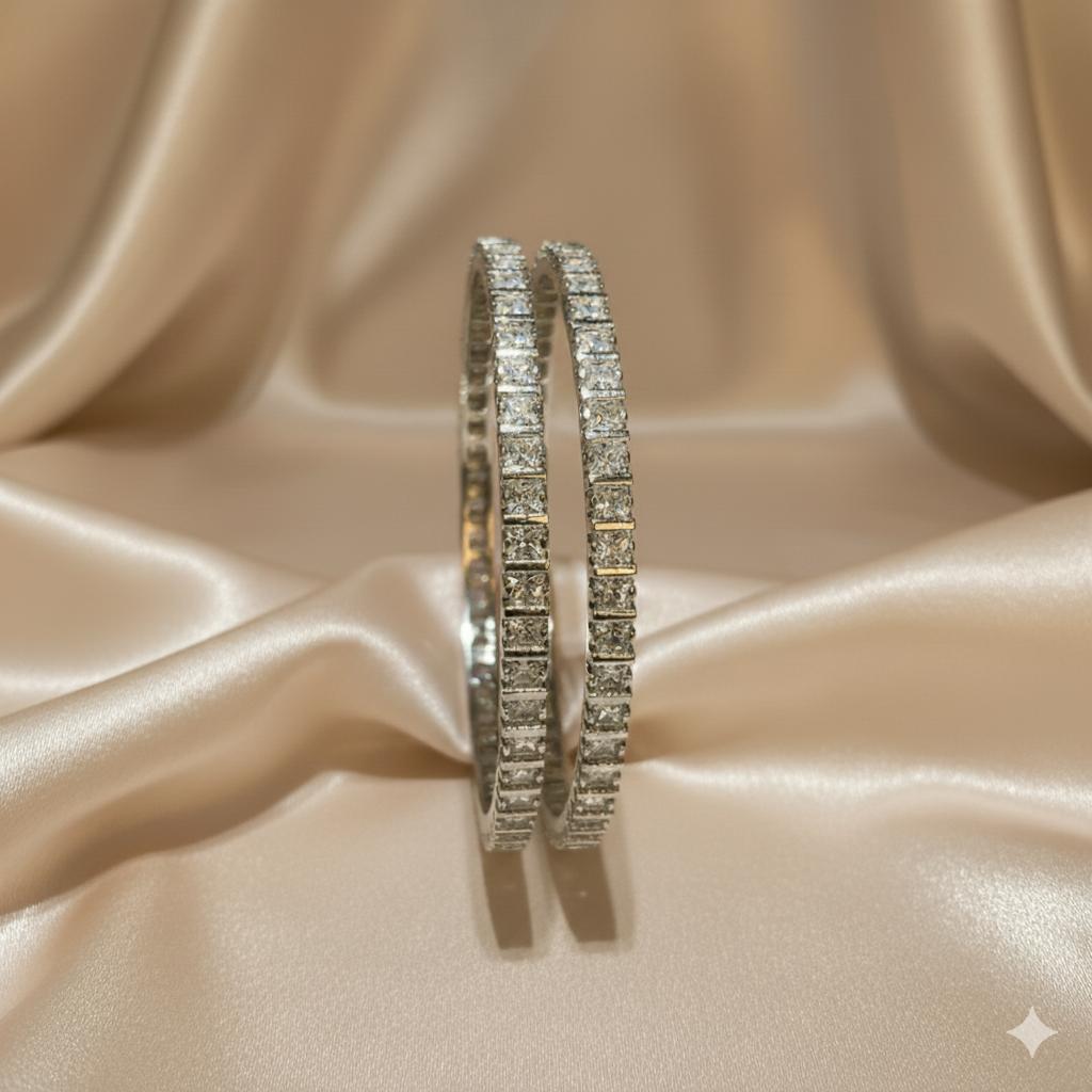 Premium Cubic Zirconia Channel Set Stacking Bangles - Image 2