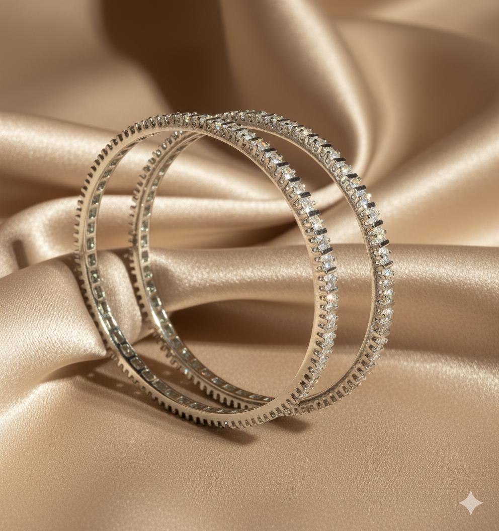 Premium Cubic Zirconia Channel Set Stacking Bangles - Image 3