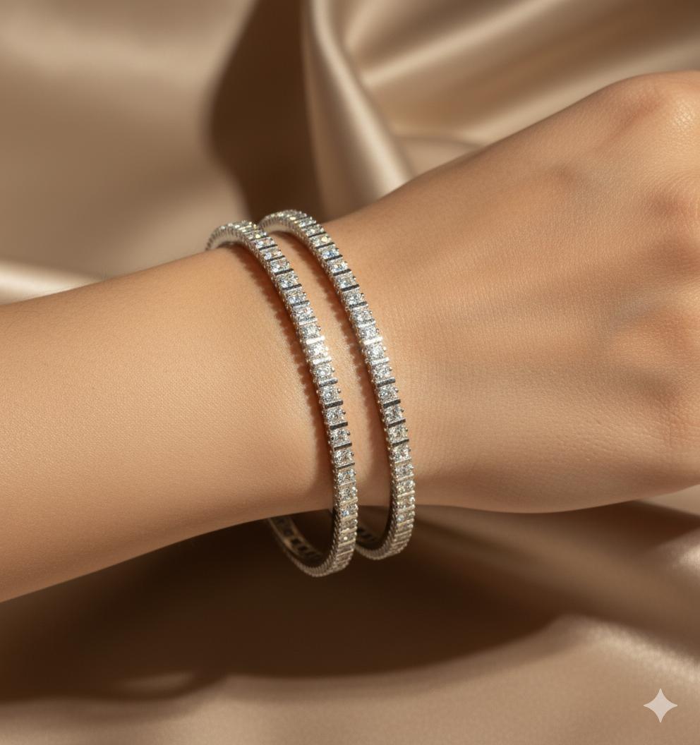 Premium Cubic Zirconia Channel Set Stacking Bangles - Image 4