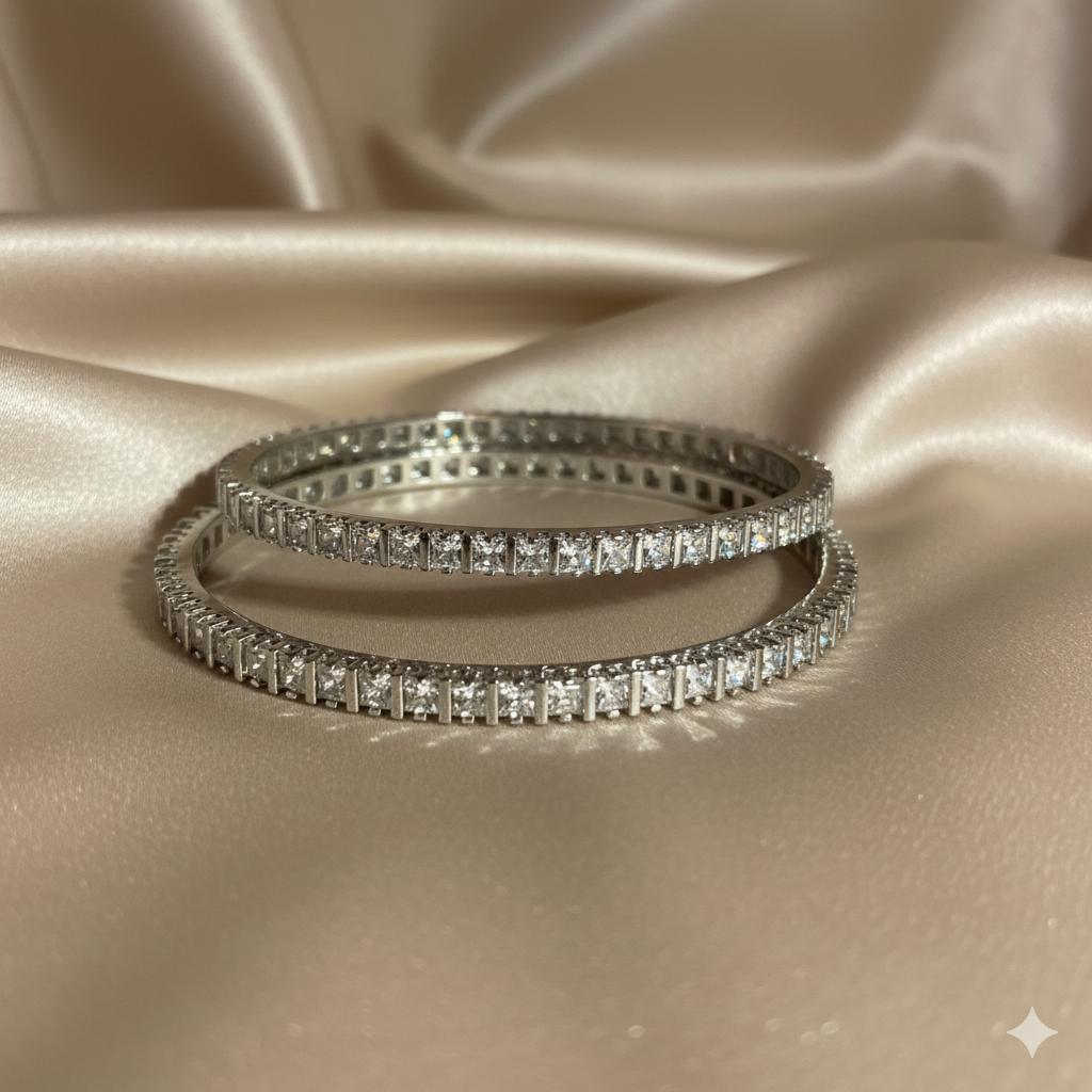 Premium Cubic Zirconia Channel Set Stacking Bangles