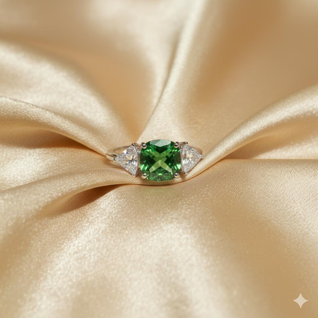 Premium Cubic Zirconia Green Trilogy Ring