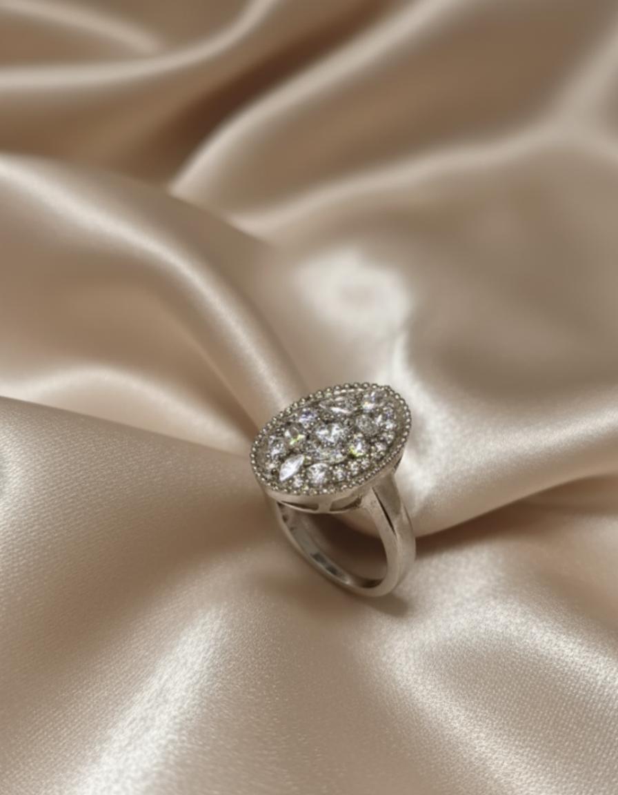 Premium Cubic Zirconia Oval Cluster Ring - Image 2