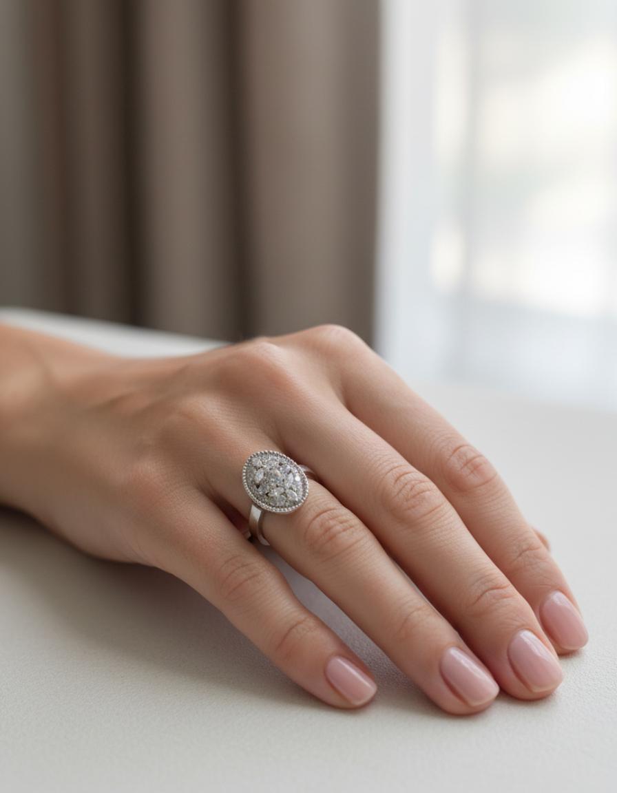 Premium Cubic Zirconia Oval Cluster Ring - Image 4