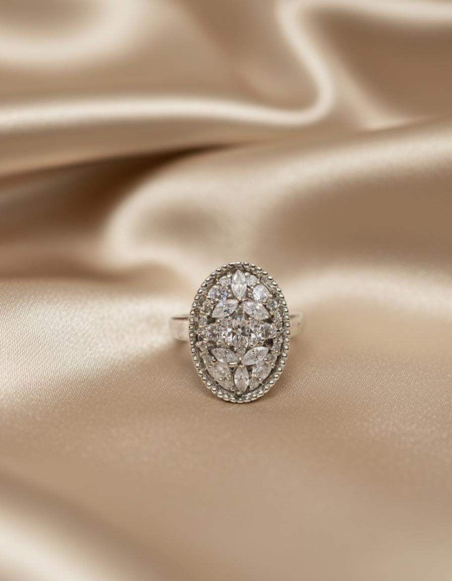 Premium Cubic Zirconia Oval Cluster Ring
