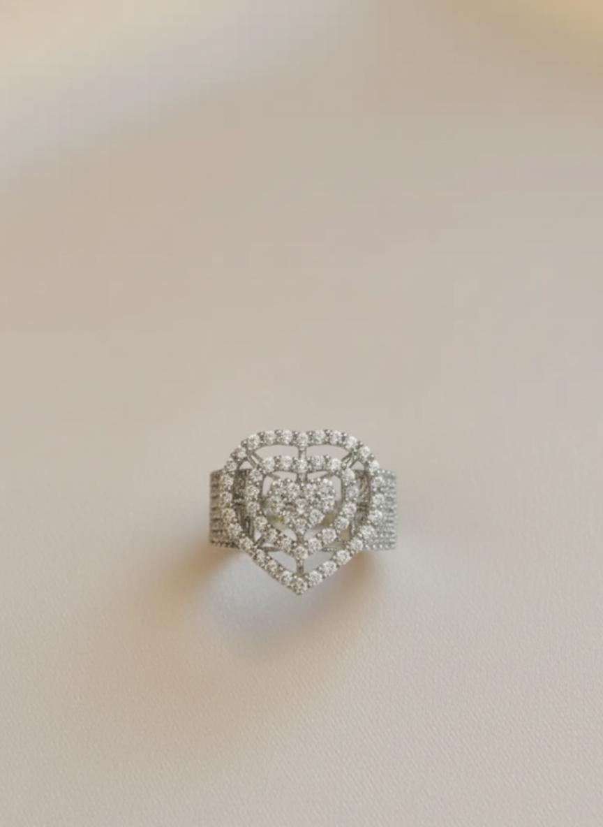 Premium Double Heart Cubic Zirconia Ring.