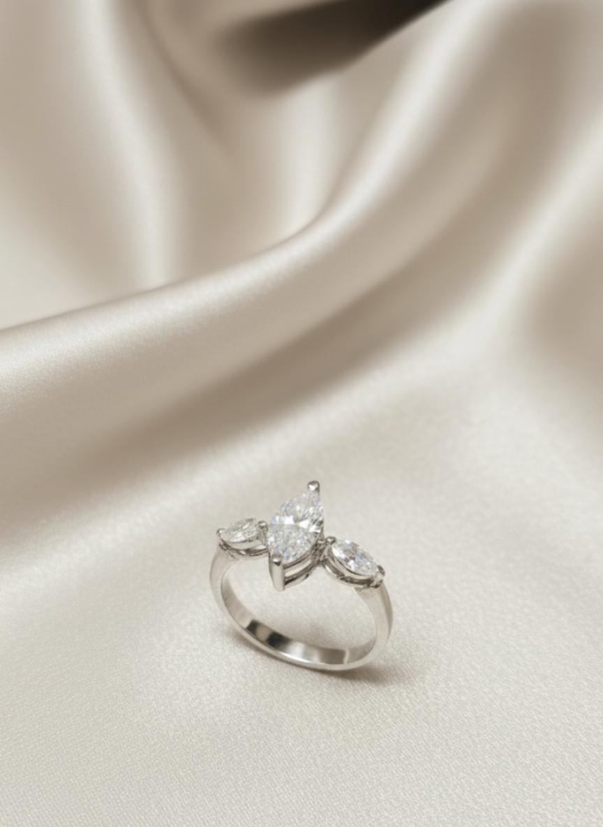 Premium Marquise Cubic Zirconia Three-Stone Ring  - Image 2