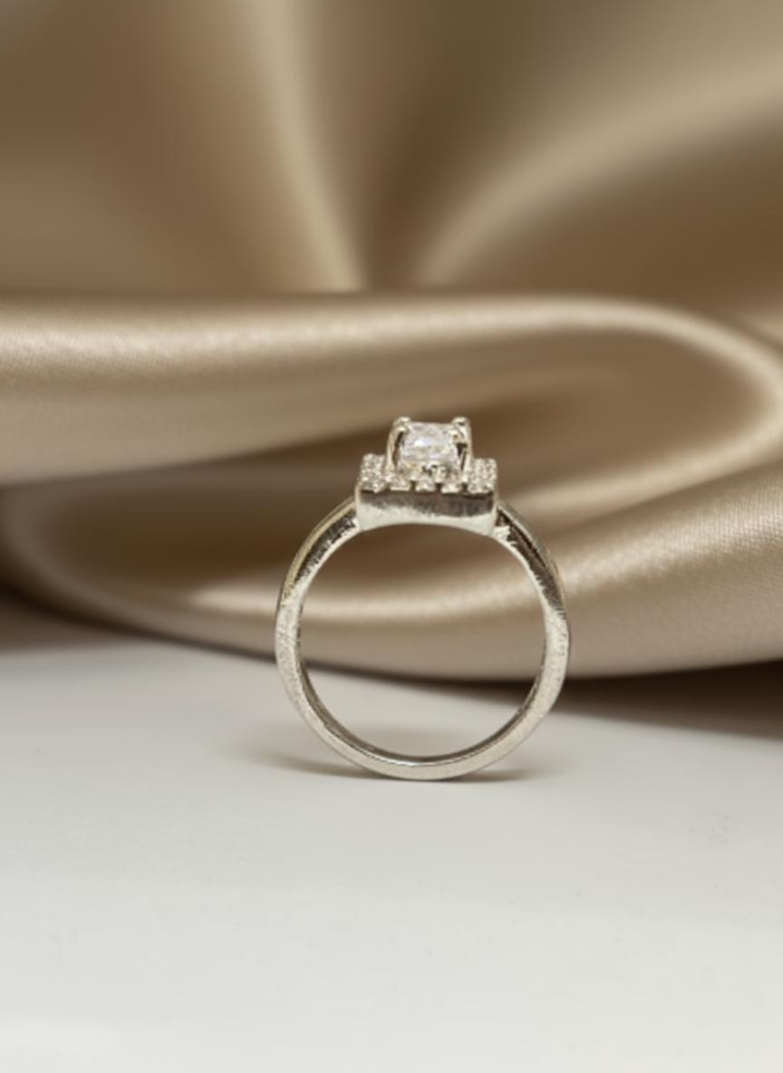 Premium Oval Cubic Zirconia Halo Square Frame Ring - Image 2
