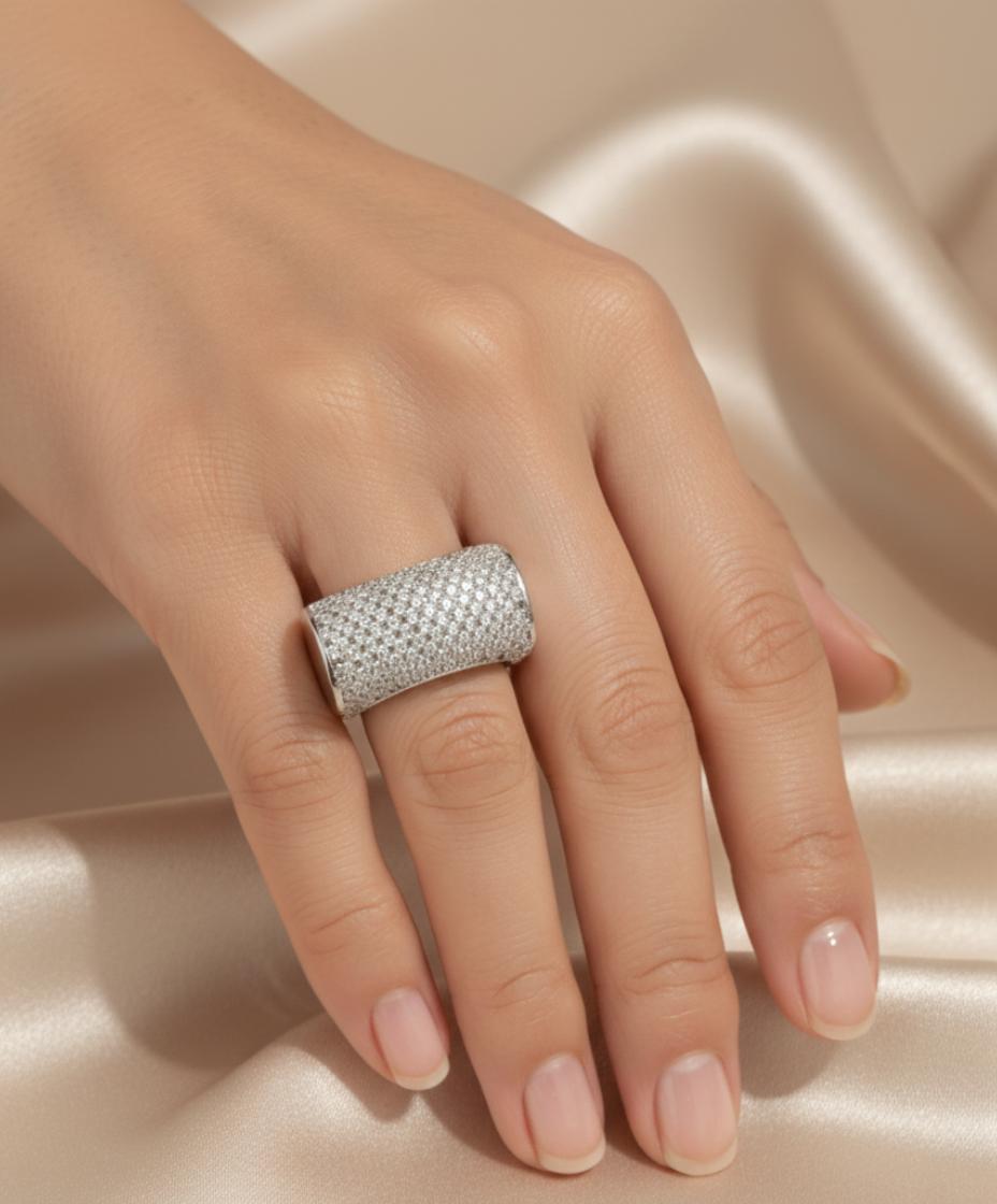 Premium Radiant Cut Cubic Zirconia Ring Stack With Pave Eternity Band - Image 4
