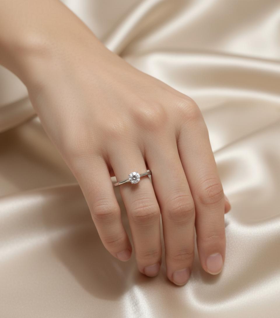 Prong Round Cubic Zirconia Ring - Image 4