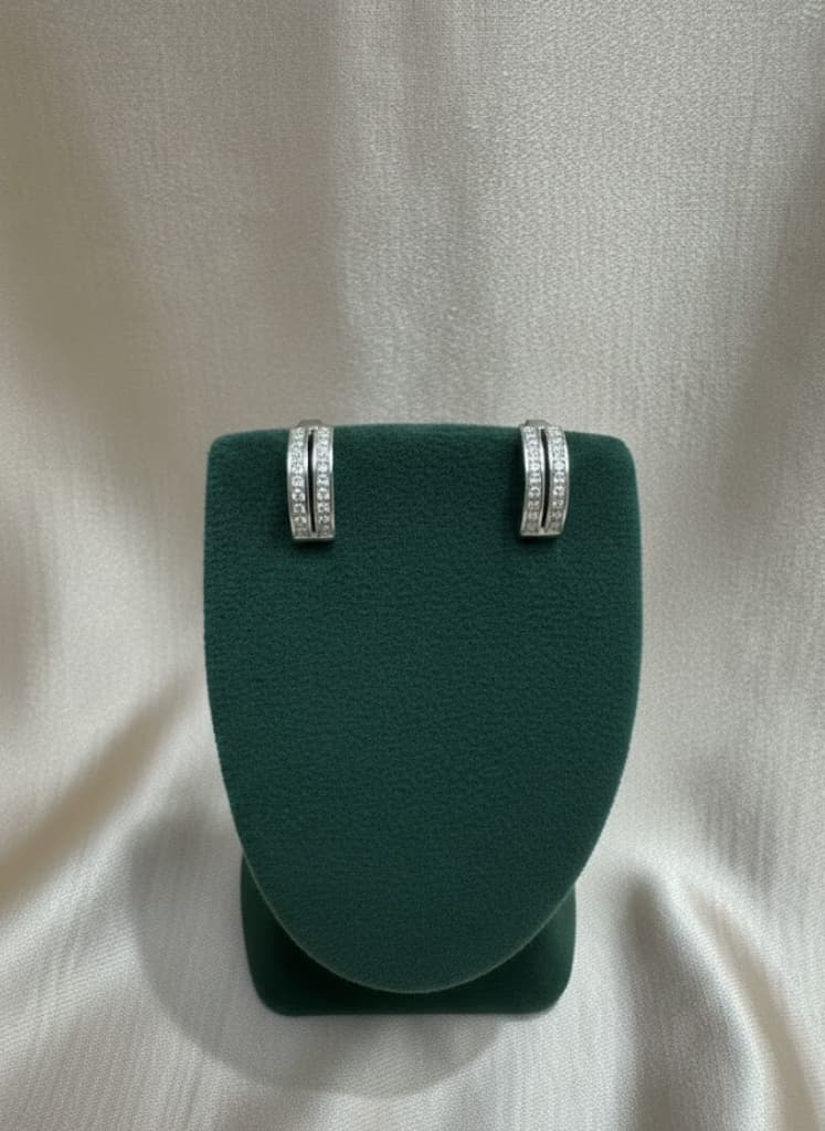 Row Pavé Huggie Earrings
