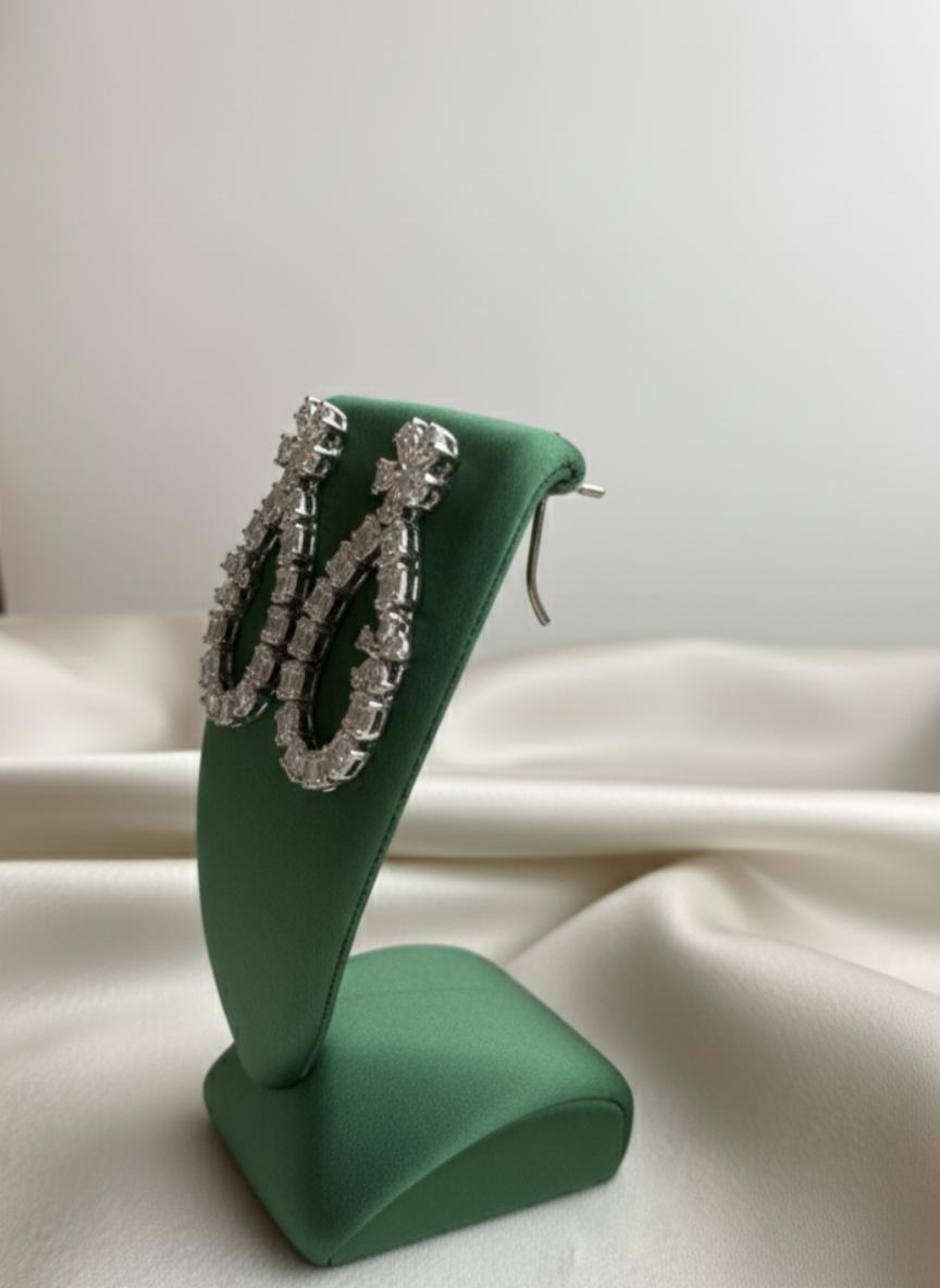  Cubic Zirconia Floral Pave Teardrop Dangle Earrings - Image 2