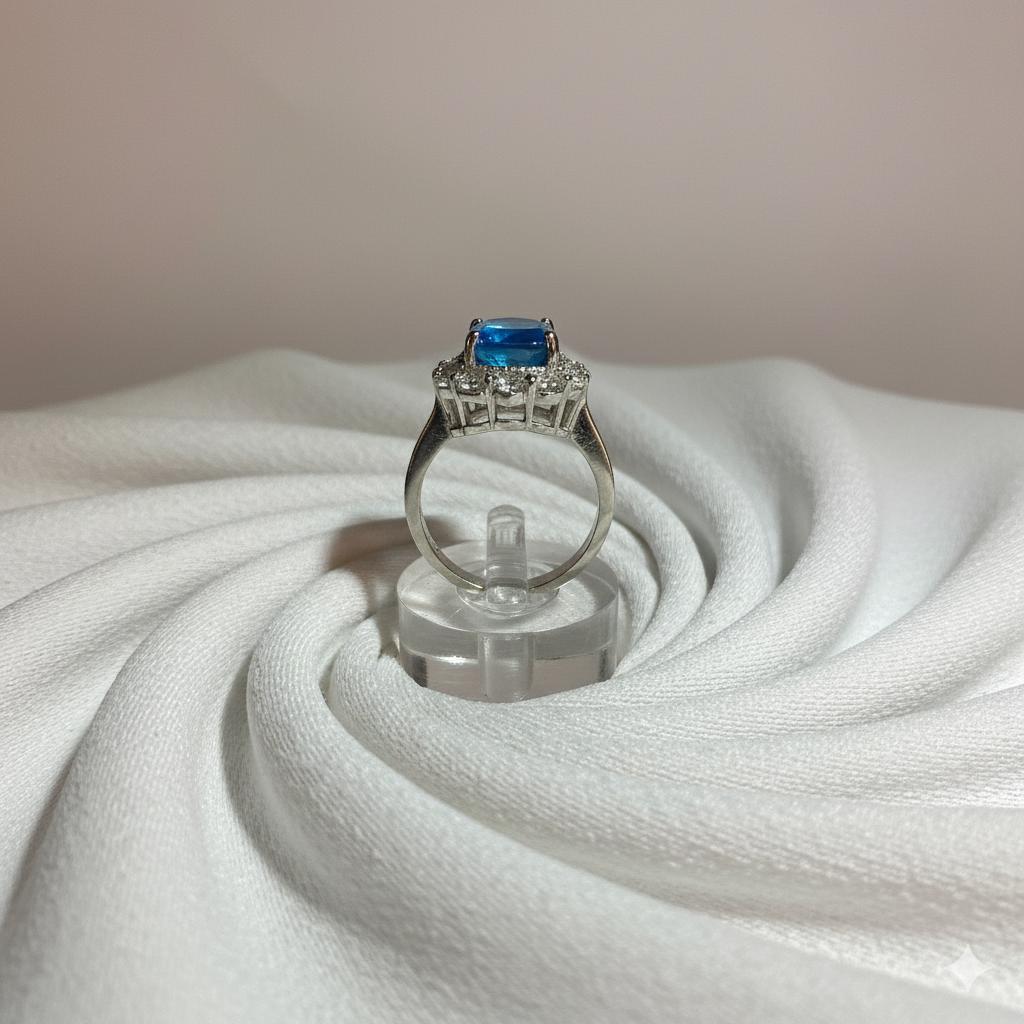 Vivid Blue Premium Cubic Zirconia Statement Ring - Image 2