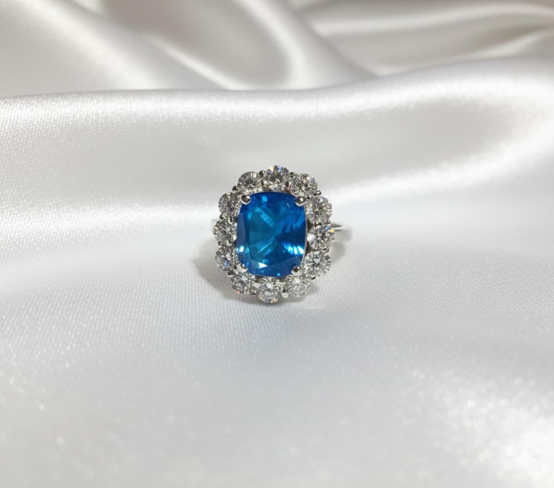 Vivid Blue Premium Cubic Zirconia Statement Ring - Image 3